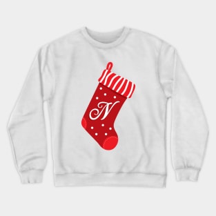 Christmas Stocking with the Letter N Crewneck Sweatshirt